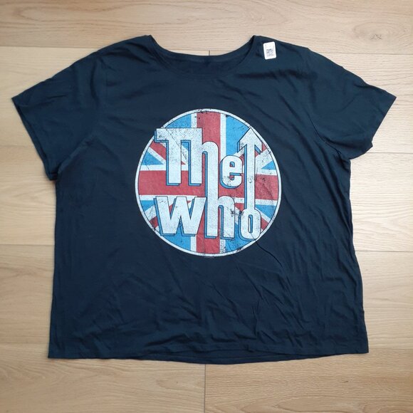 The Who - Distressed Union Jack Logo - New Women's 4X Black T-Shirt - Picture 4 of 4